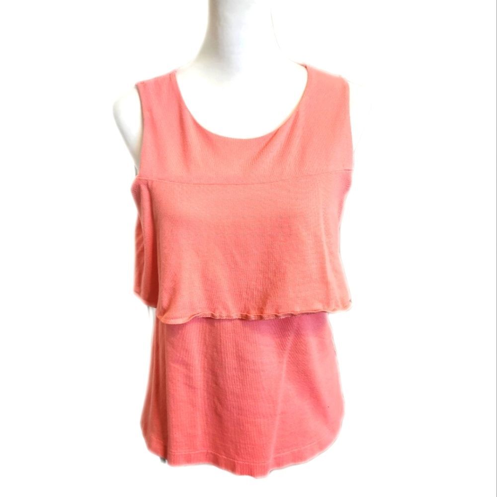 J. Crew coral sleeveless ruffle cotton blend top - small